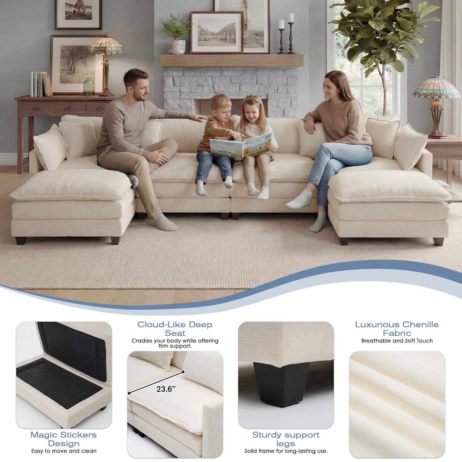 Comfy Cloud Couch with Deep Seat