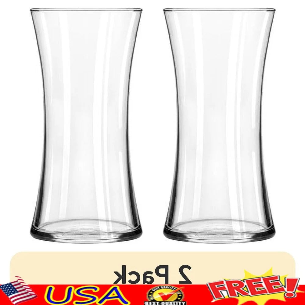 2 Pc Clear Glass Floral Vase
