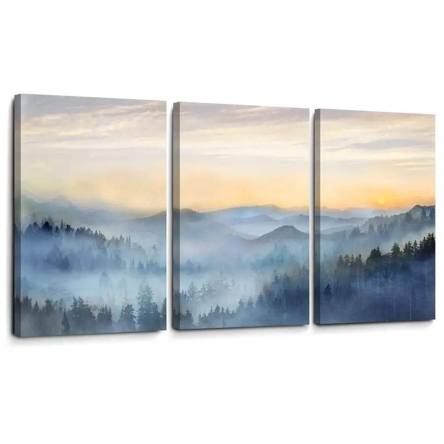 Sunrise Misty Forest Print Picture