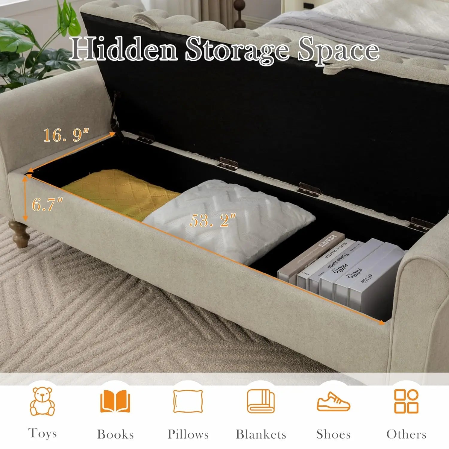 Large Storage Ottoman Bench