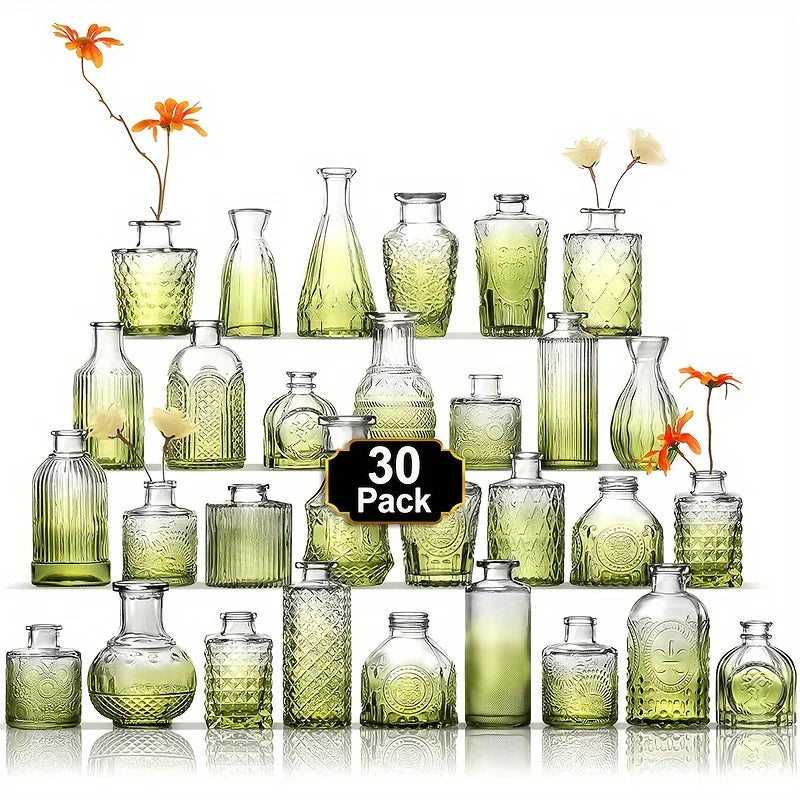 30Pc Small Glass Bud Vases Bulk