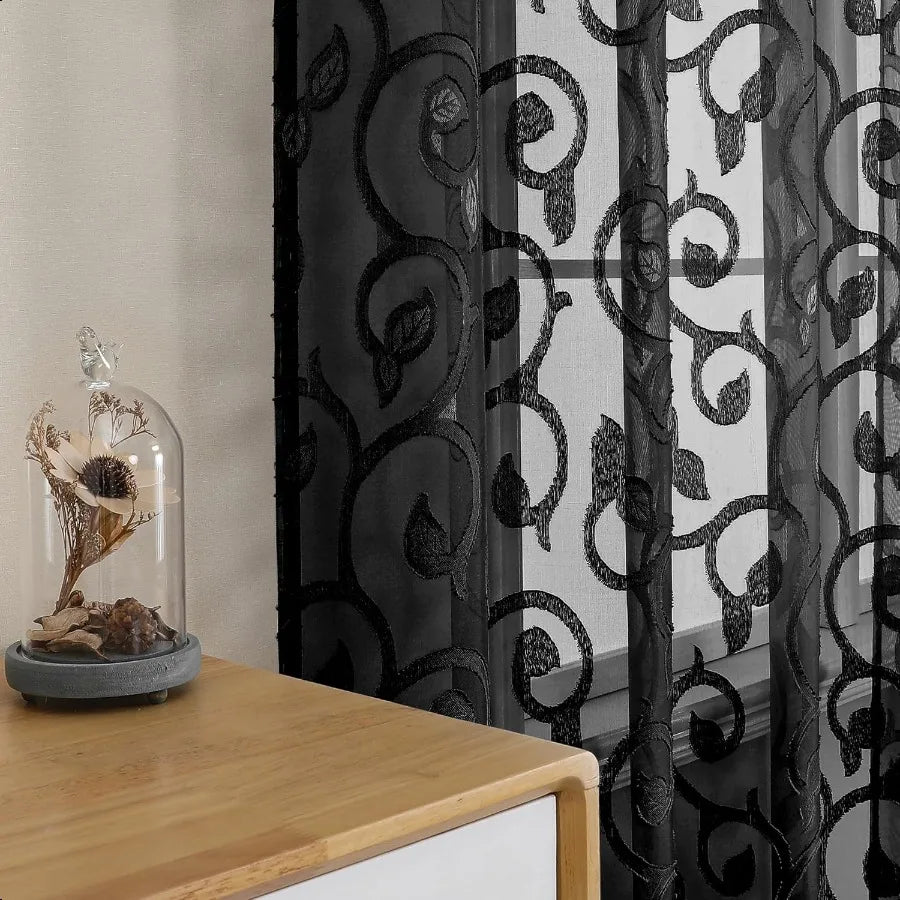 Black Sheer Curtains 84 inches