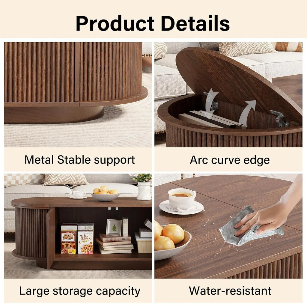 Oval Coffee Table with Storage