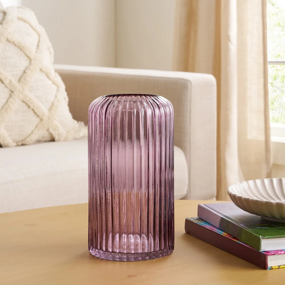 Pink Ribbed Flower Holder