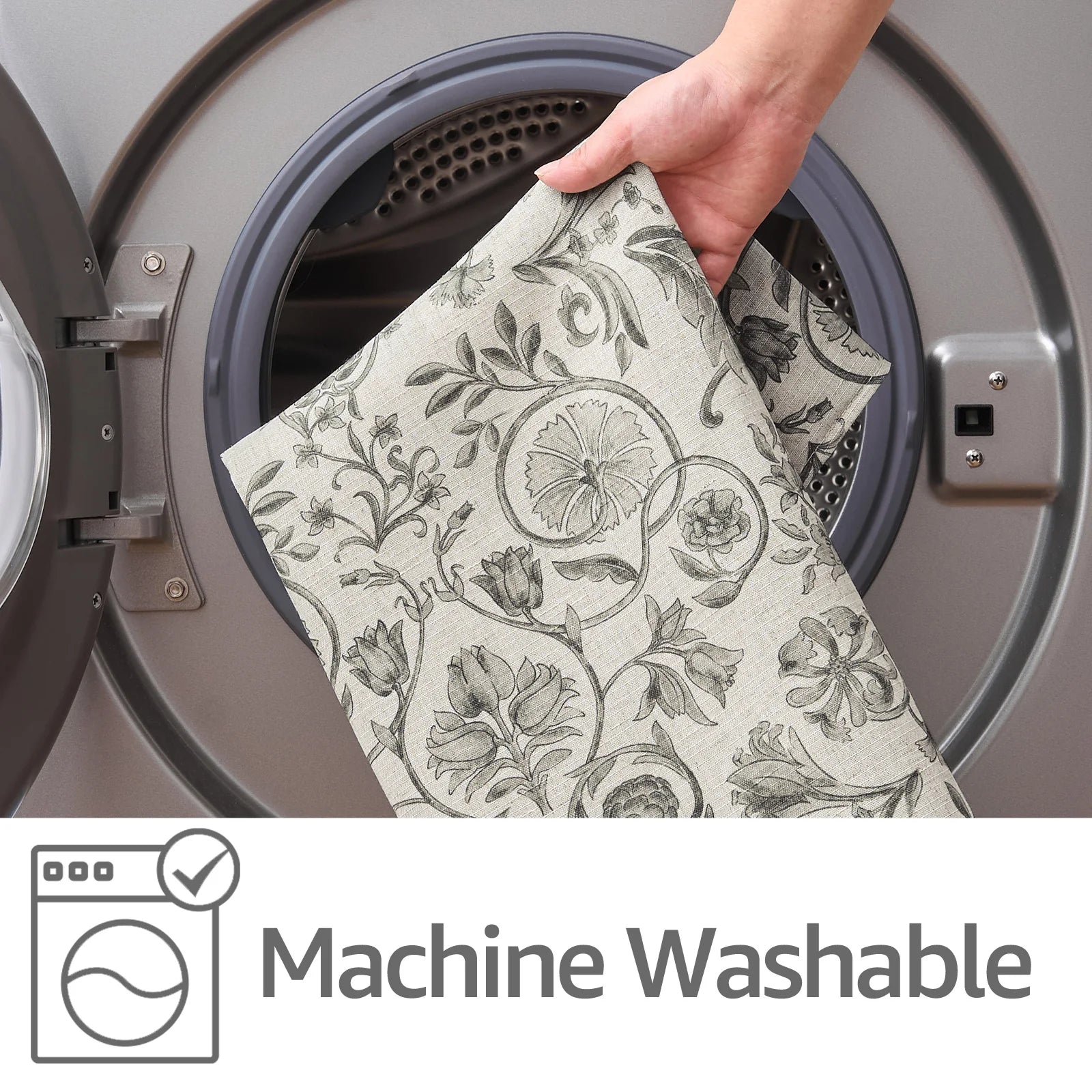 Linen Floral Curtain Set for Kitchen