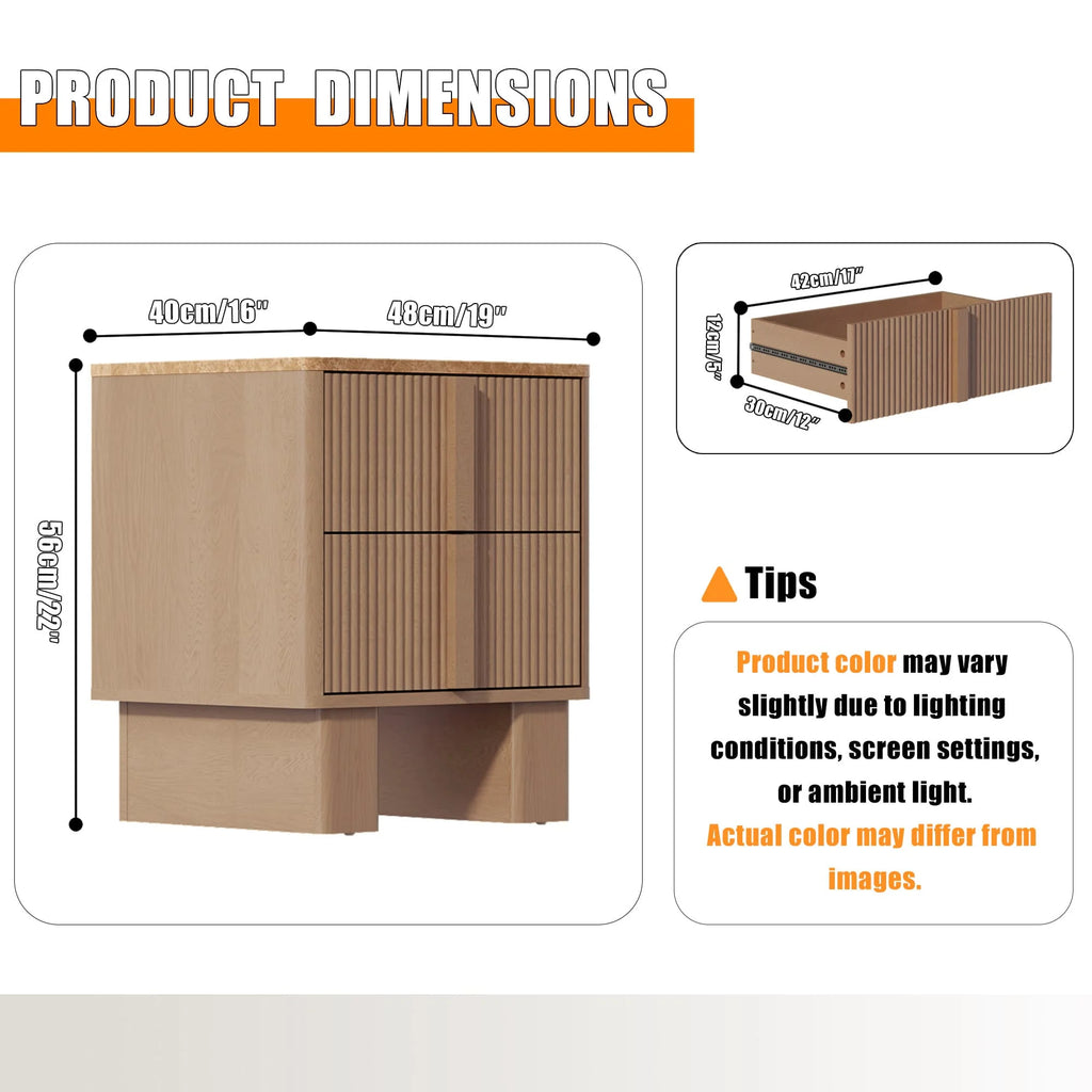 Set of 2 Nightstands w/Charging