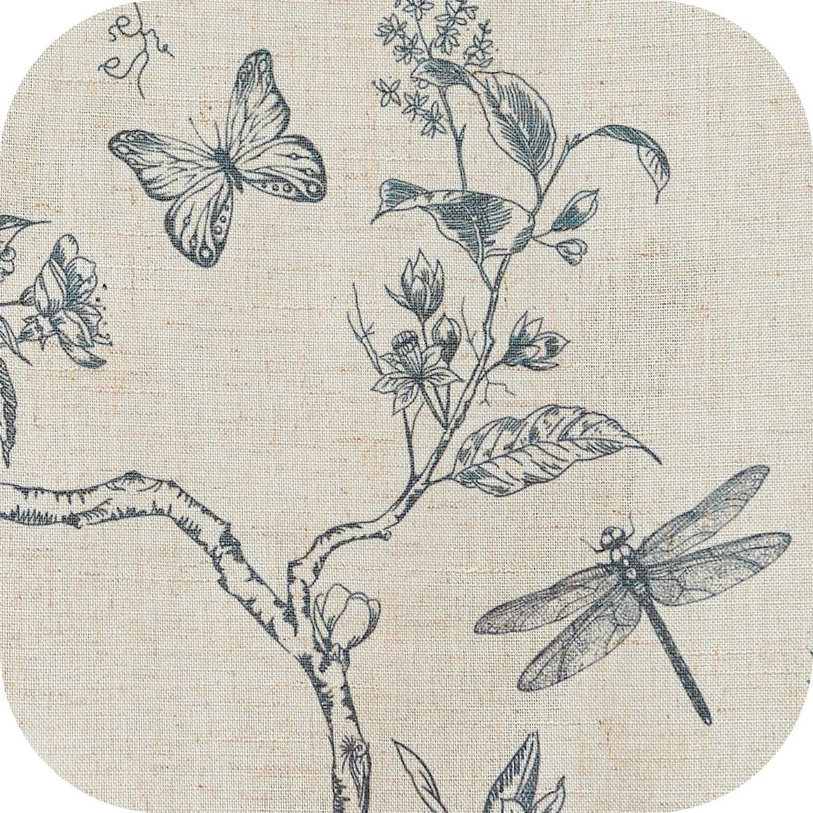 Linen Floral Curtain Set for Kitchen