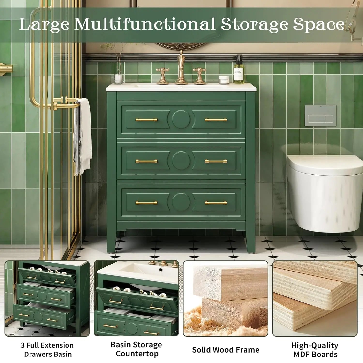 30" Bathroom Vanity w/Ceramic Sink