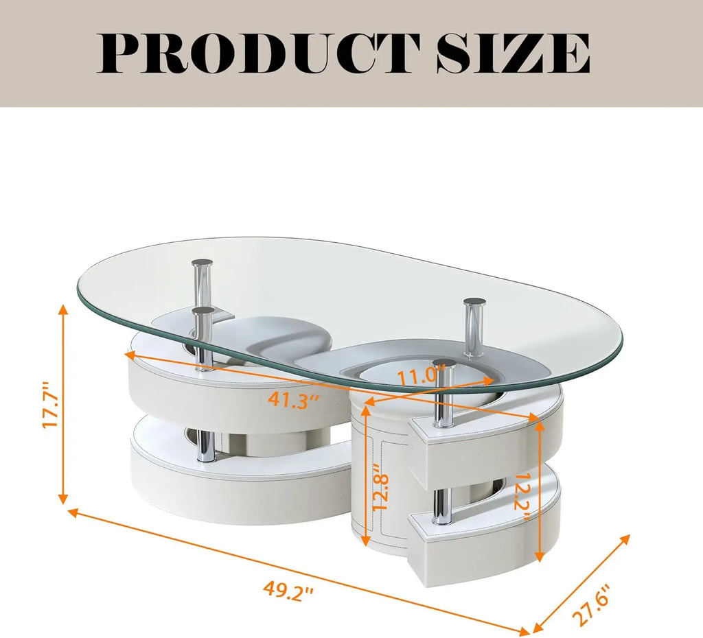 Oval Glass Coffee Table 3 Pc