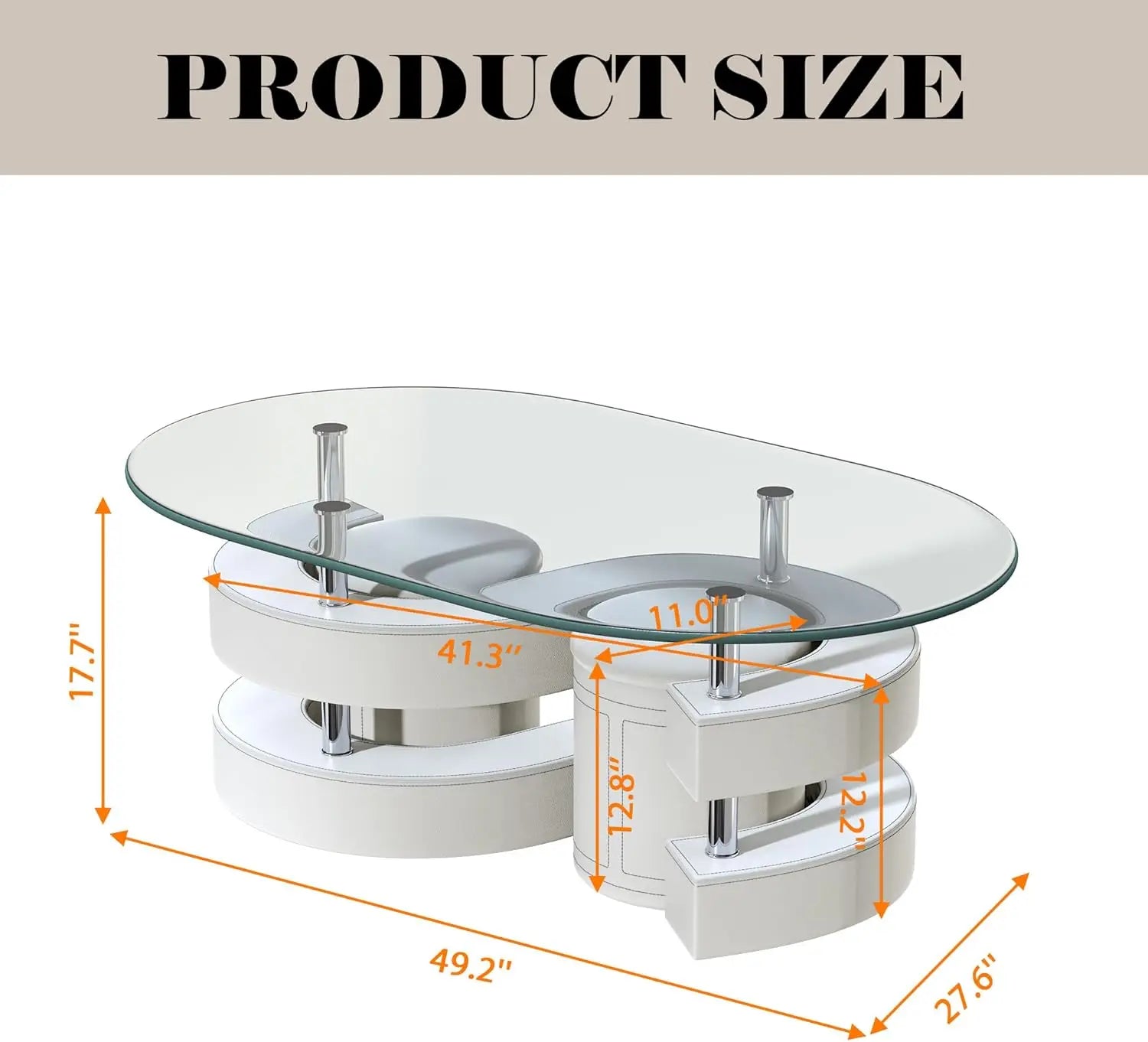 Oval Glass Coffee Table 3 Pc