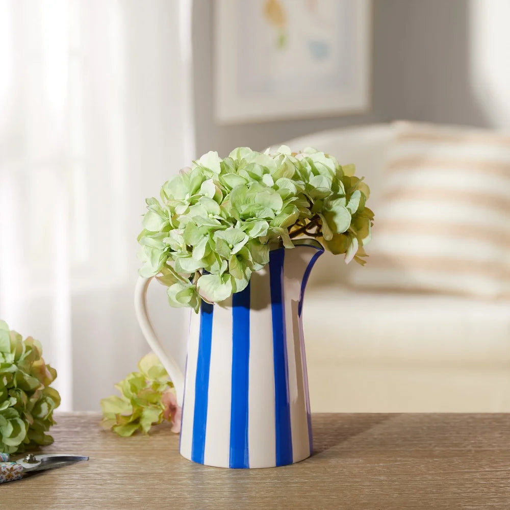 Ceramic Blue Stripe Pitcher Vase