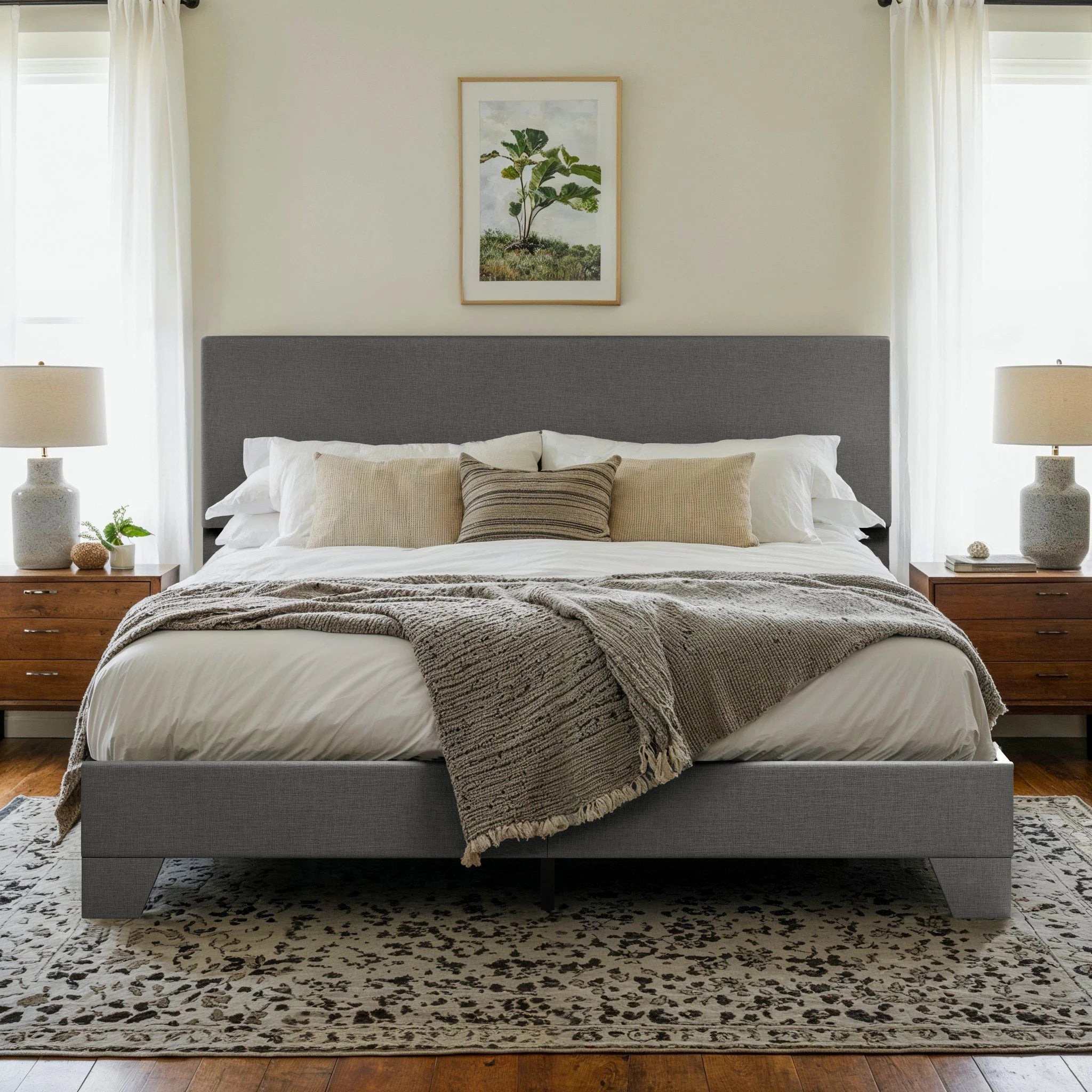 Upholstered Bed Frame with Headboard