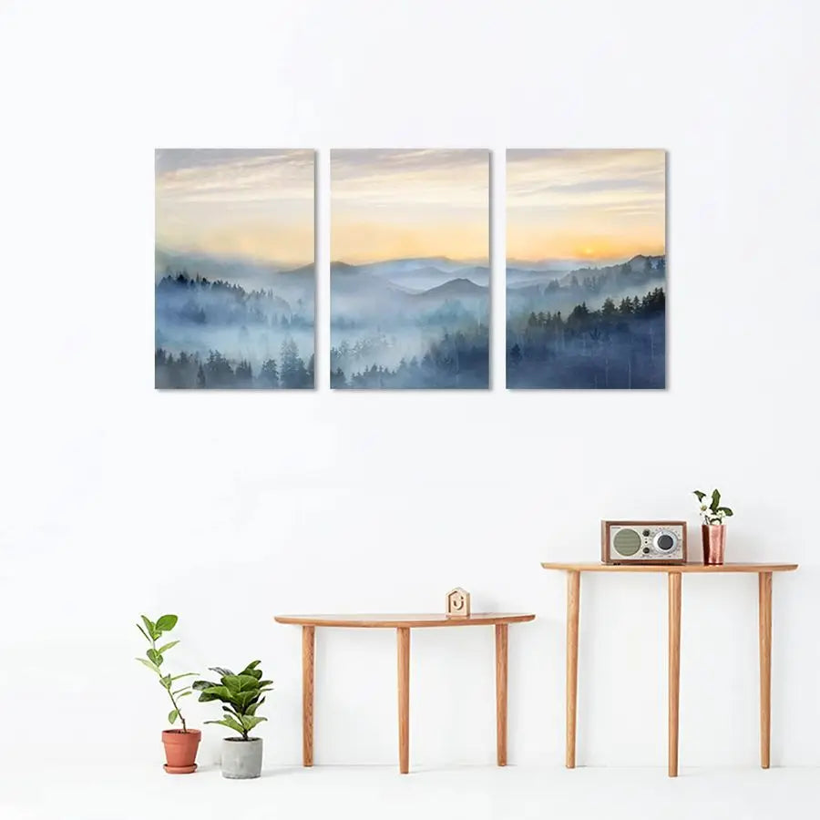 Sunrise Misty Forest Print Picture