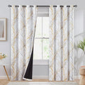 Blackout Yellow on White Tree Curtains
