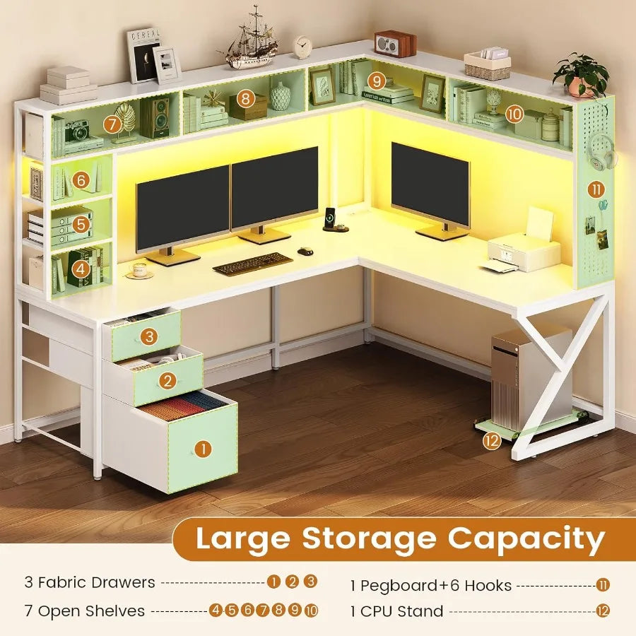 L Shaped Desk w/Power Outlet