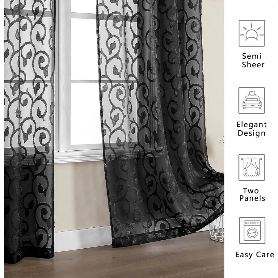 Black Sheer Curtains 84 inches
