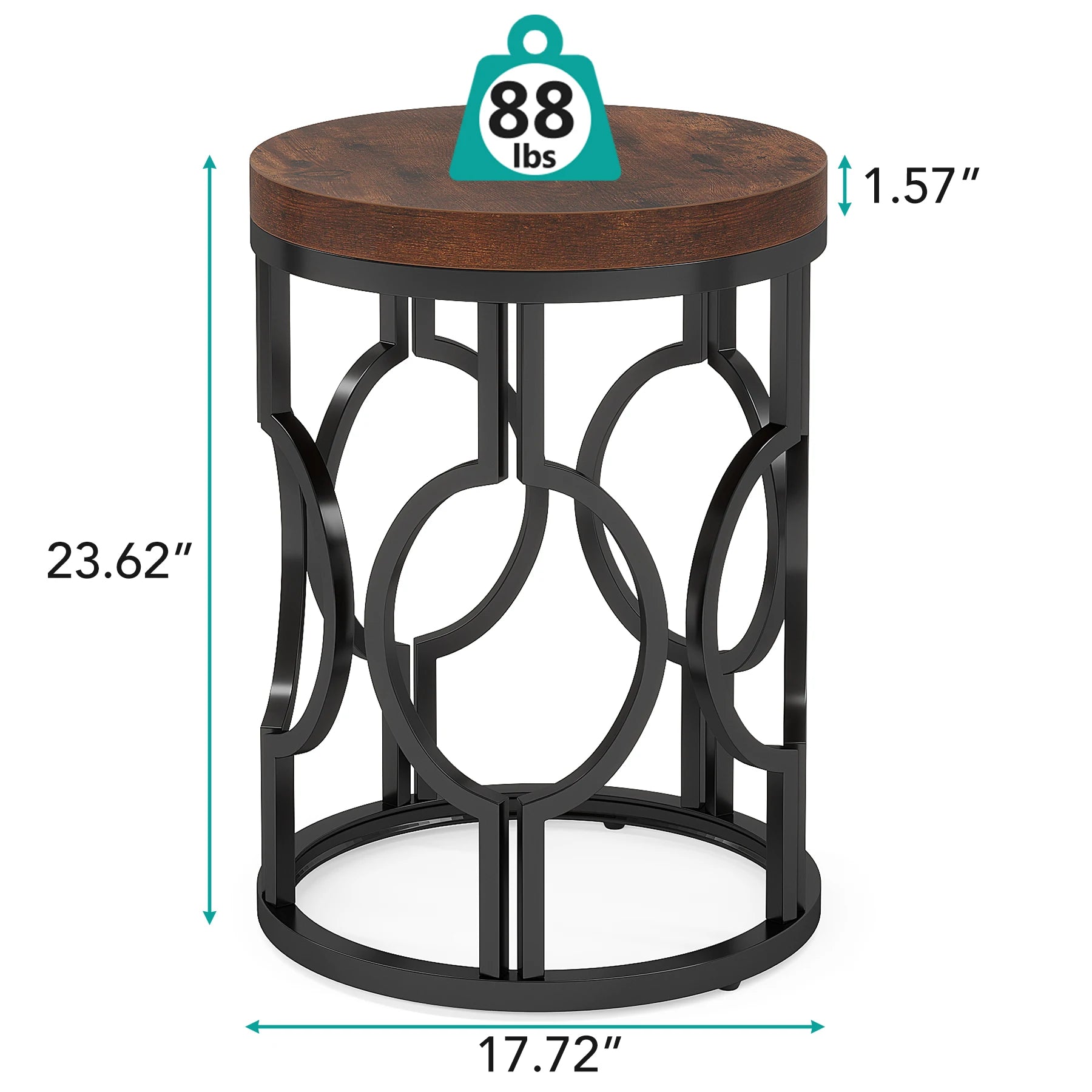 Side Table with Metal Hollow Frame