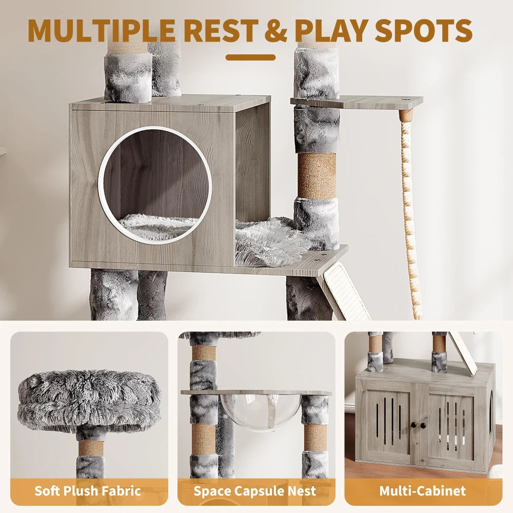 Cat Tree With Litter Box Enclosure