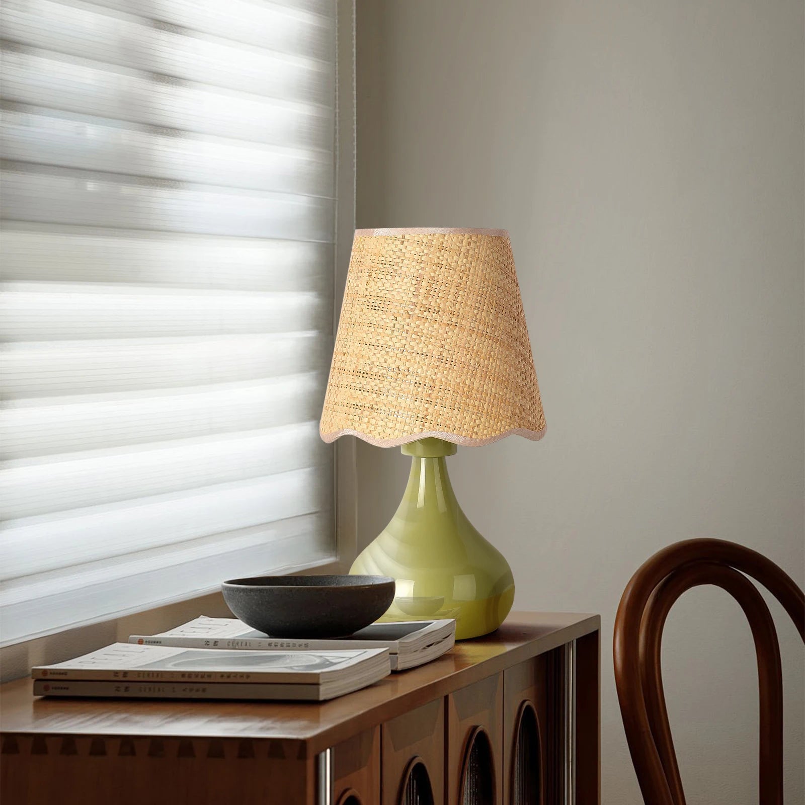 Green Small Boho Table Lamp