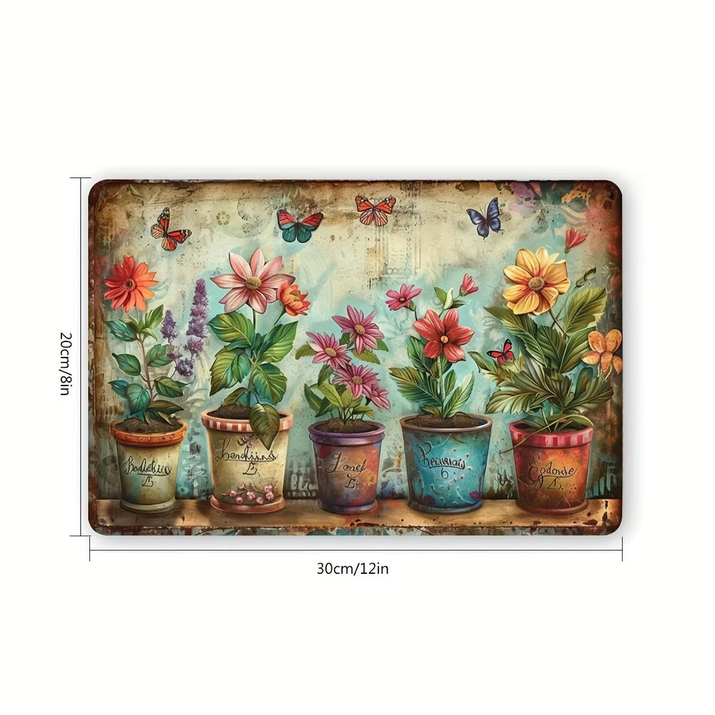 12x8 Inch Floral Heavy Iron Wall Art