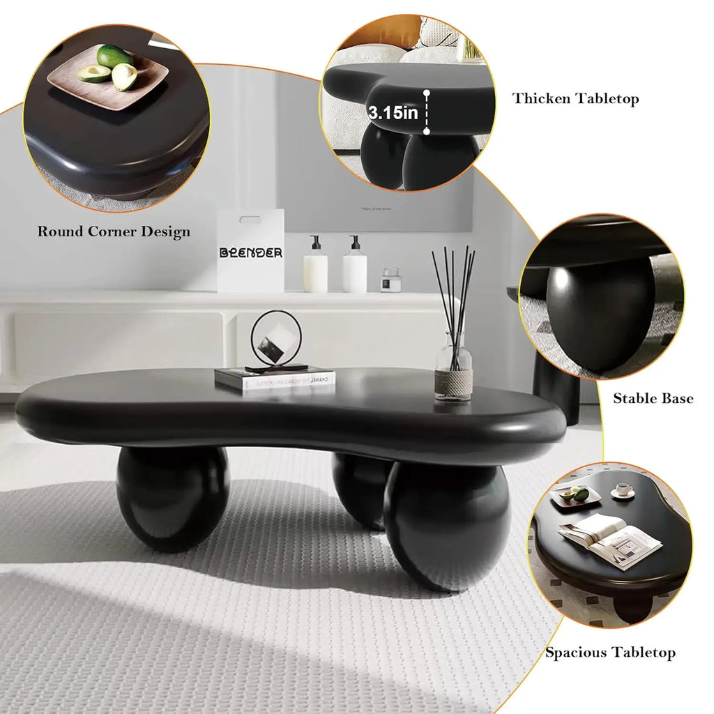 Black Coffee Table w/3 Stable Leg