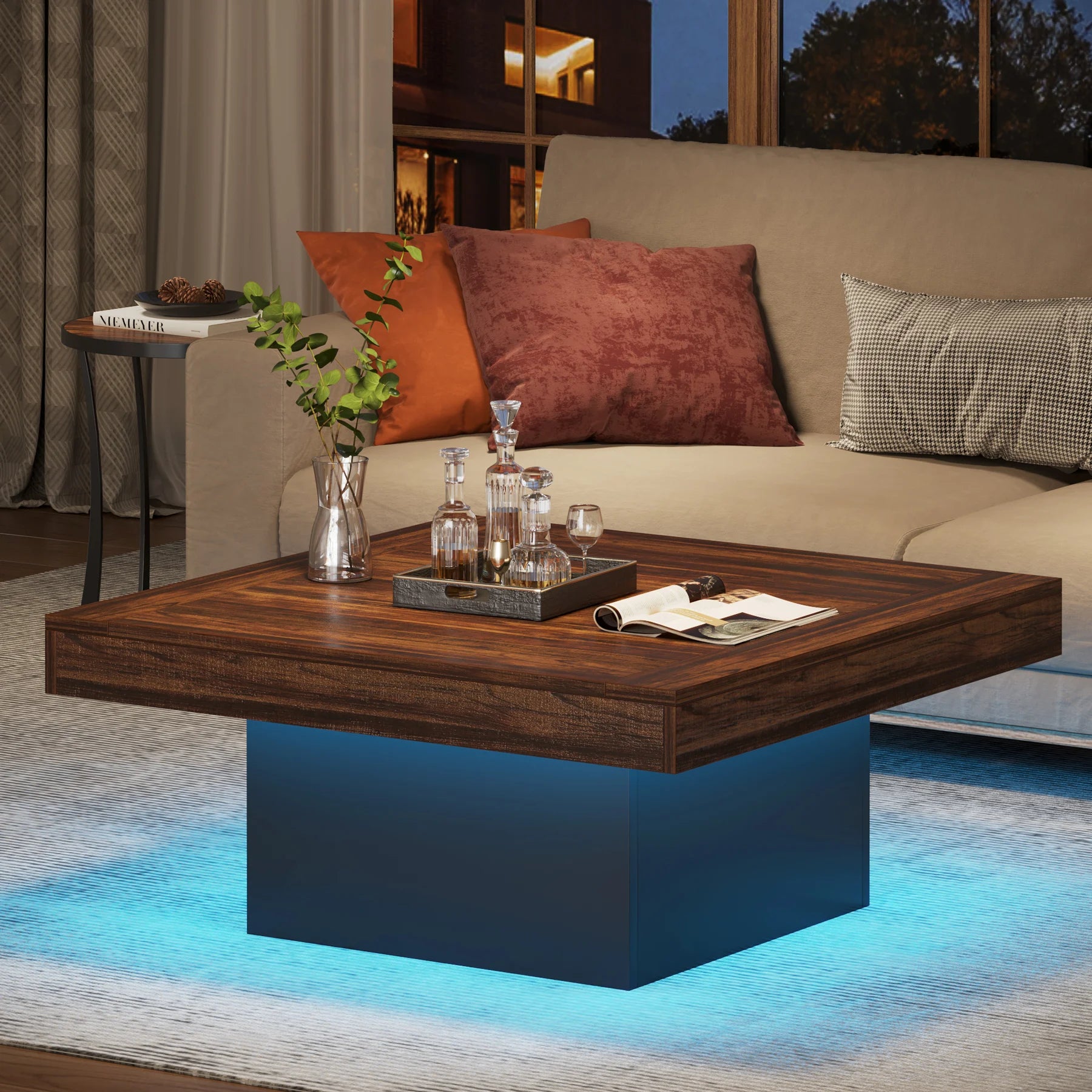 Low LED Wood Coffee Table