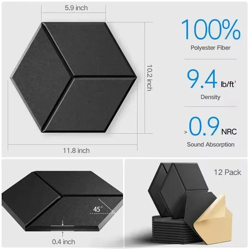 12 Pcs Self-Adhesive Hexagon