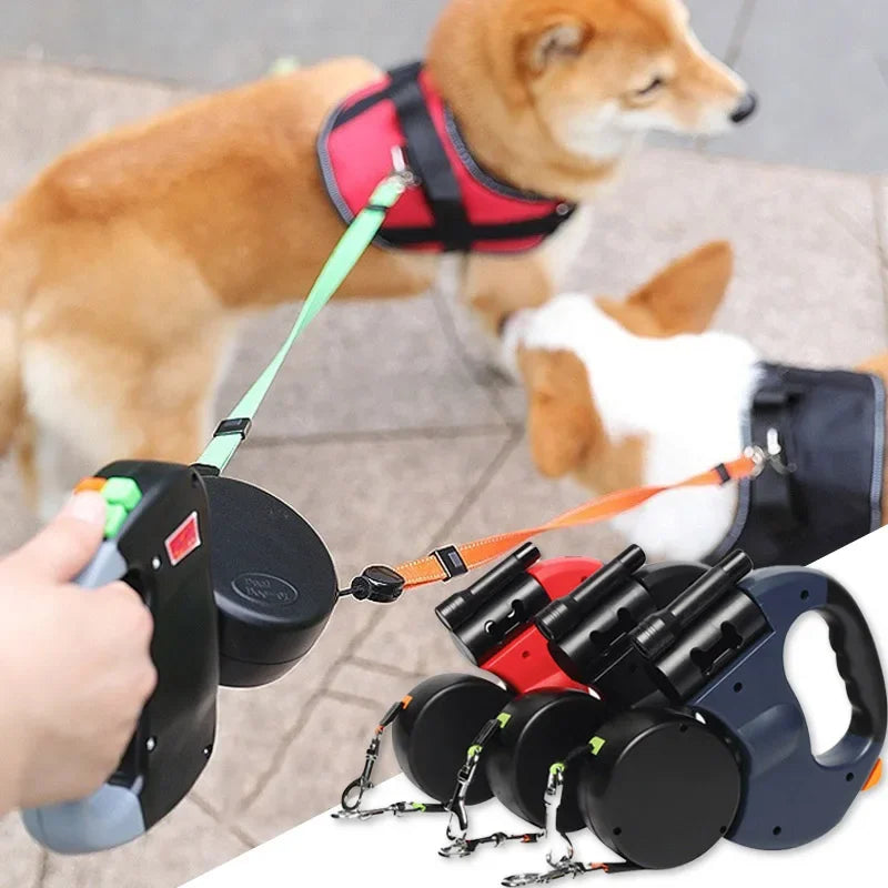 2 Head Auto retractable Dog leash