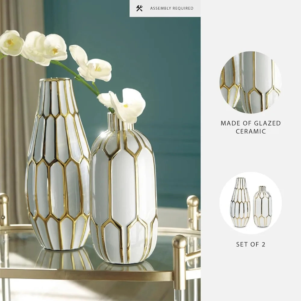 White Gold Honeycomb Vase Set