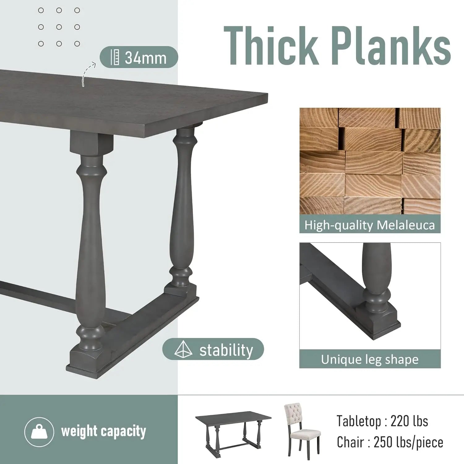 Dining Table w/Bench and 4 Chairs