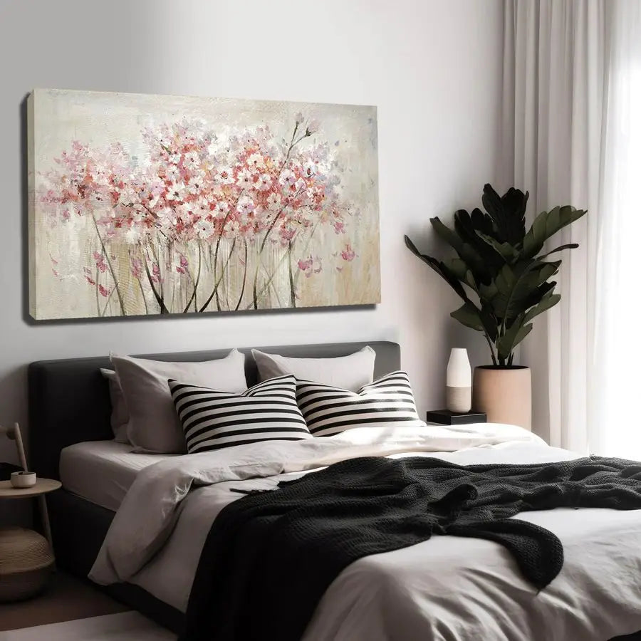 White Floral Oil Painting Canvas