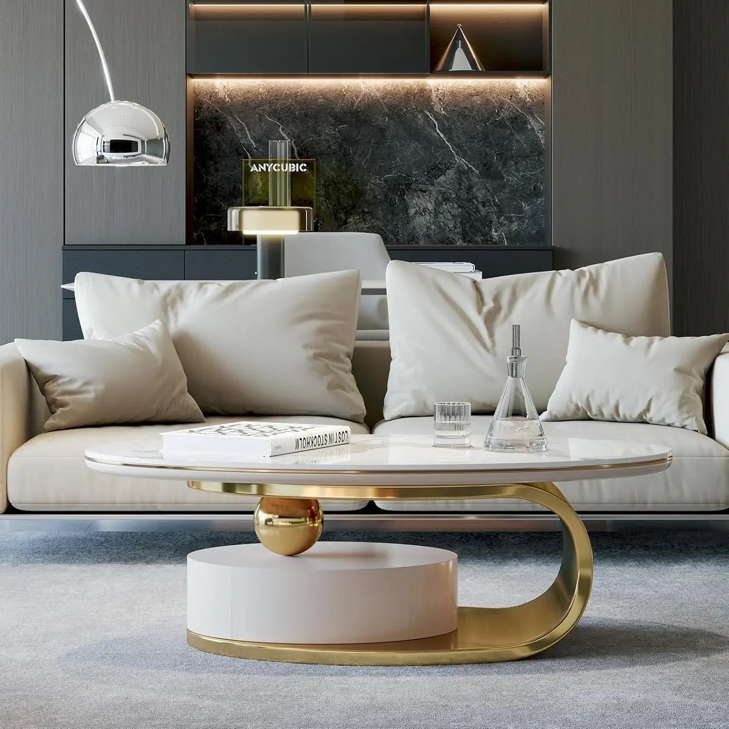 Marble Coffee Table w/Gold Base