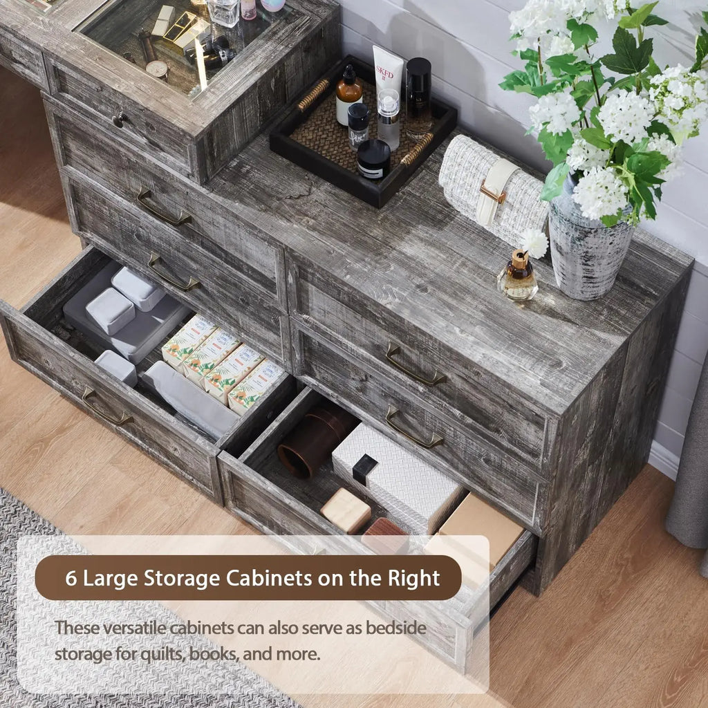 wood bedroom dresser w/glass Top