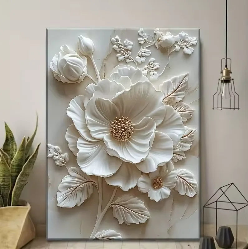 1PC White Floral Canvas Flower