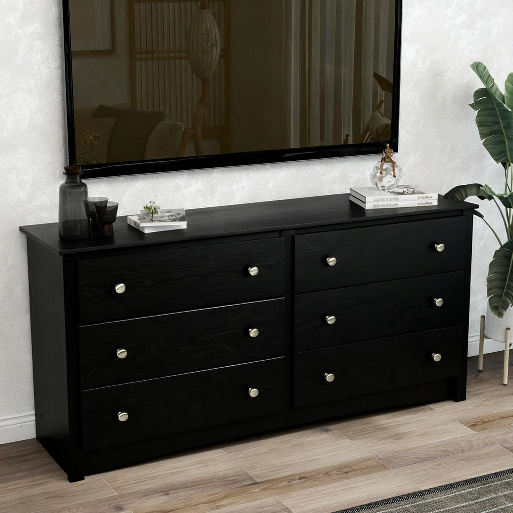 Wood 6 Dresser Drawers Cabinet