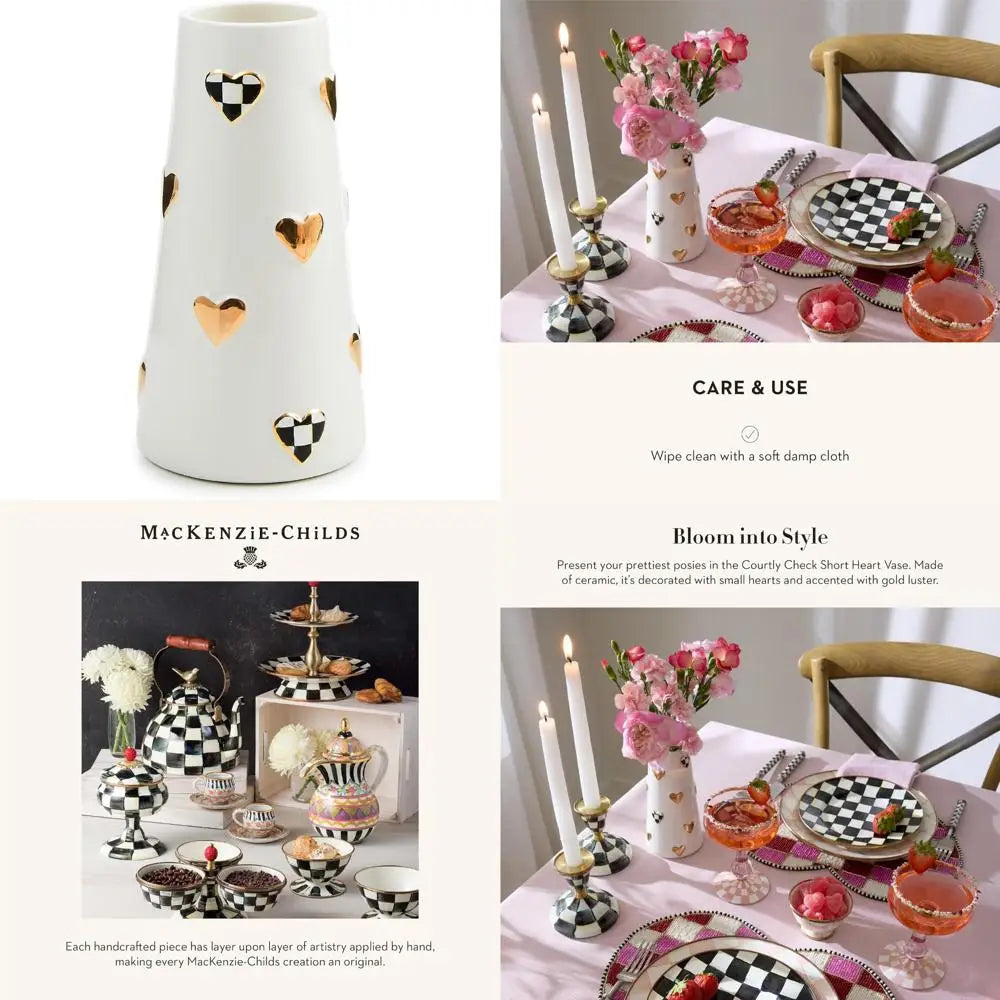 Short Black +White Ceramic Vase,