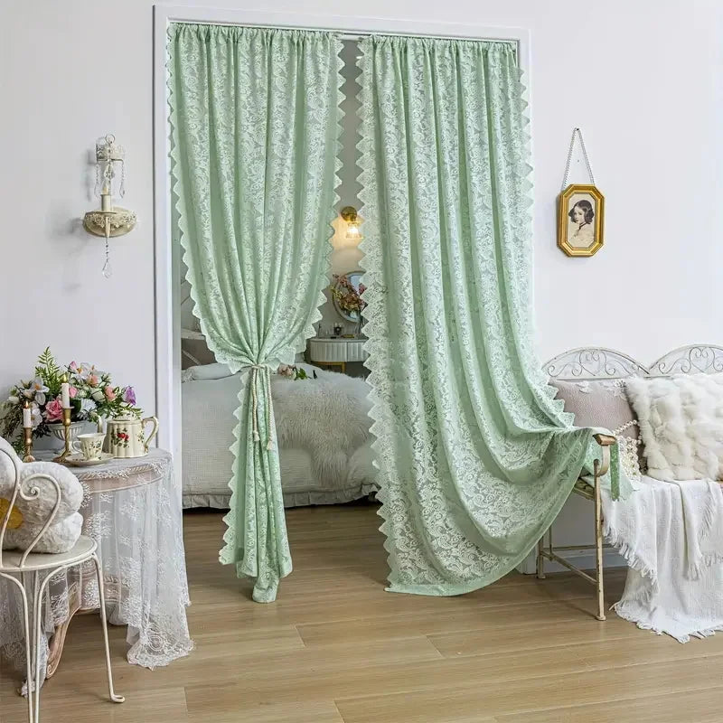1pc phoenix tail lace chiffon curtain