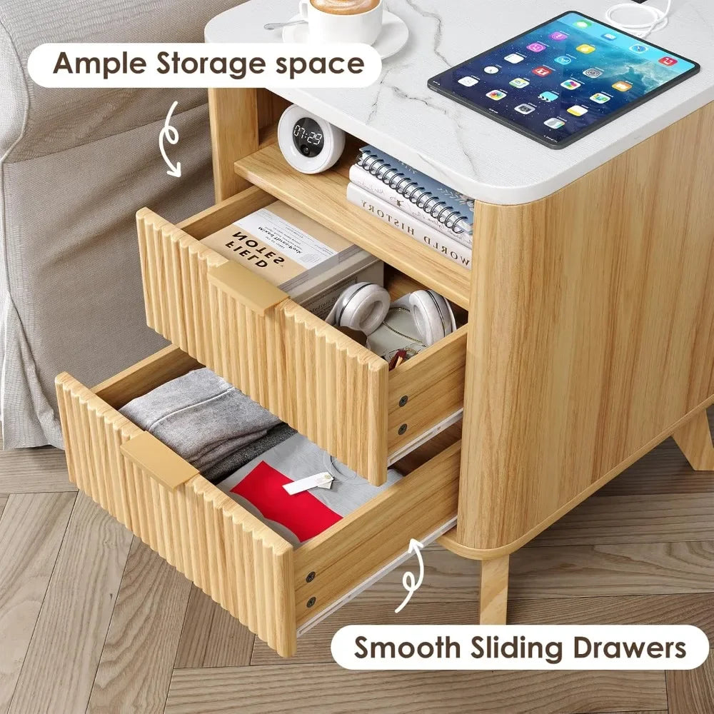 LED Nightstand w/Charging Station