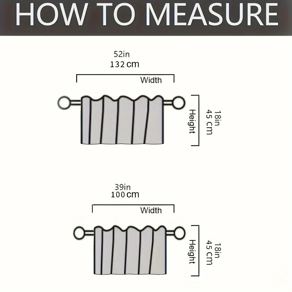 1Pc Linen Ruffled Short Curtain w/Rod