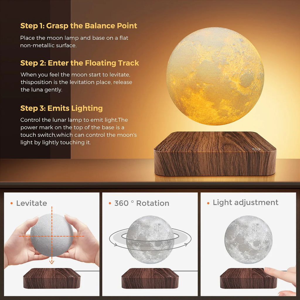 Floating Rotating Moon Lamp