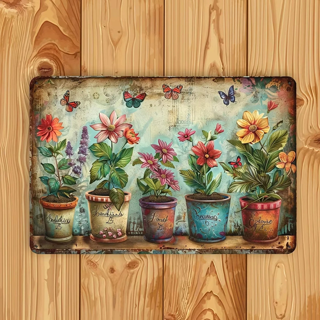 12x8 Inch Floral Heavy Iron Wall Art