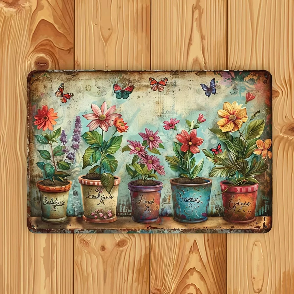 12x8 Inch Floral Heavy Iron Wall Art