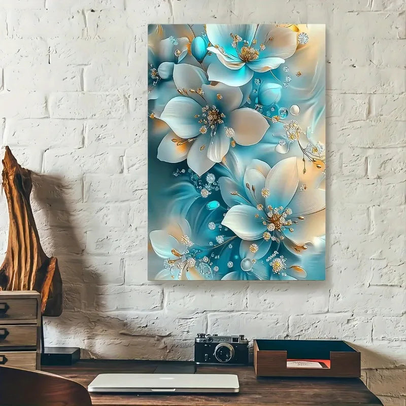 Oil Painting Serene Blue and White Flowers