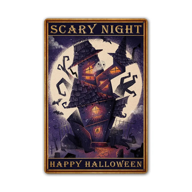 Retro Halloween Tin Painting