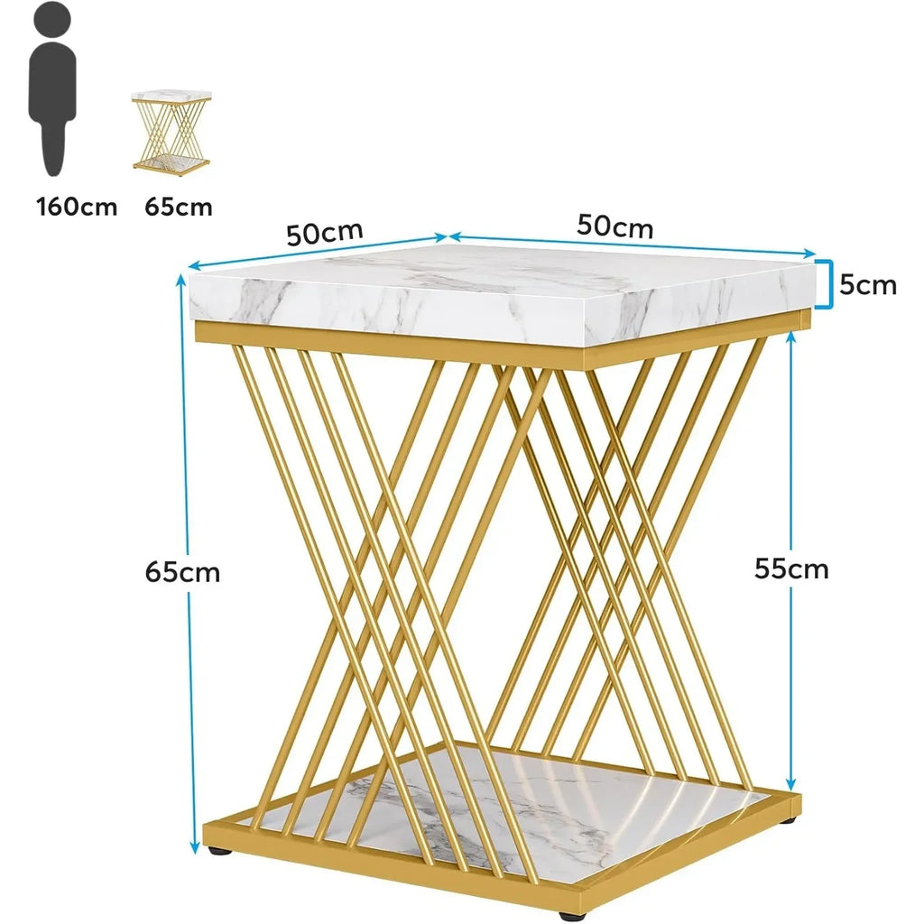 White Gold 2-Tier Side Table