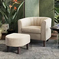 Chenille Barrel Chair w/Foot Rest
