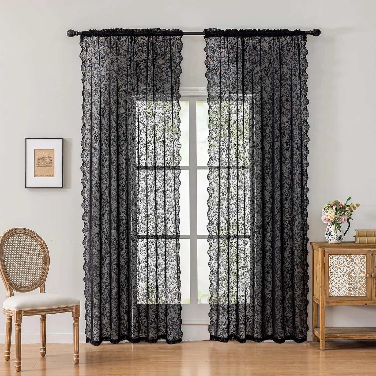 1pc phoenix tail lace chiffon curtain