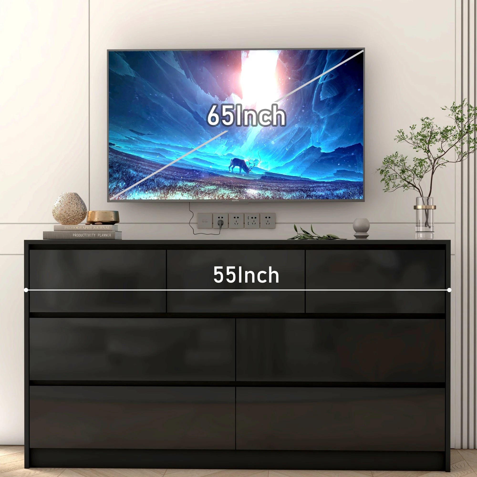 High Gloss Wood Chest of Drawer