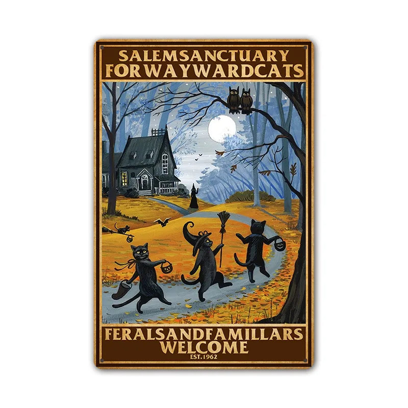 Retro Halloween Tin Painting