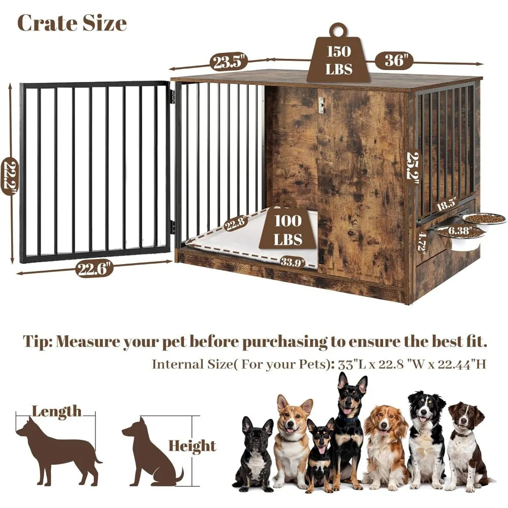 Crate Furniture with Cushion for Dogs,